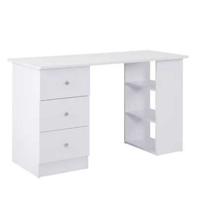 Masa de Birou HOMCOM cu Sertare si Rafturi Torpedou, Alb, 120x49x72cm | Aosom RO