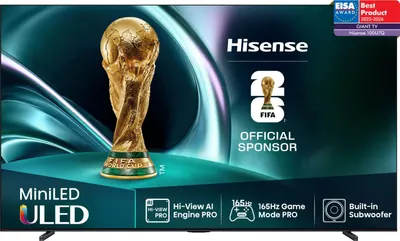 Smart TV Hisense - 100U7Q, 100'', 4K, 165Hz MiniLED ULED, HDR10+, Dolby Vision-Atmos, 2x15W+20W, negru