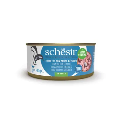 Hrana umeda pentru pisici Schesir conserva Ton si Sardine in jeleu 140gr
