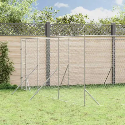 vidaXL Padoc de exterior pentru câini argintiu 6x10x2m oțel galvanizat