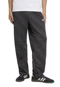 Pantaloni de trening cu model monograma si slituri cu fermoar la glezna - Negru/Alb murdar
