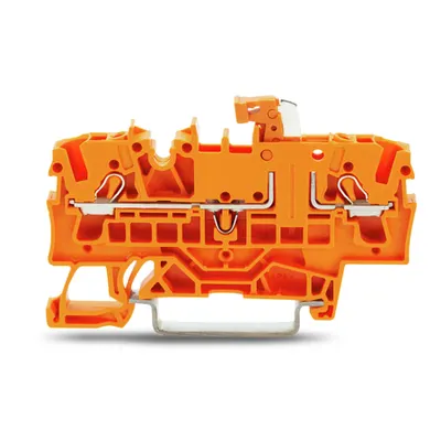 2-conductor disconnect/test terminal block; with test option; orange disconnect link; for DIN-rail 35 x 15 and 35 x 7.5; 2.5 mm²; Push-in CAGE CLAMP®; 2,50 mm²; orange