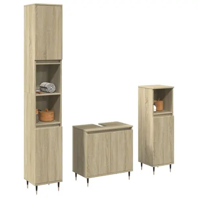 Gossi set mobilier de baie, 3 piese, stejar sonoma, lemn prelucrat