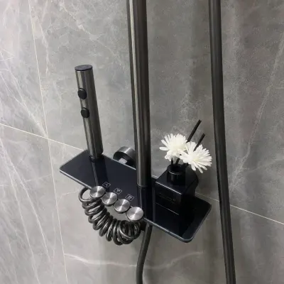 Coloana Dus Inox Crom Negru Duza Masaj Patrata 25cm Sistem Dus Modern