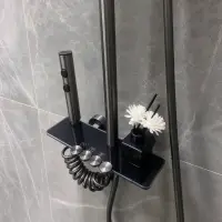 Coloana Dus Inox Crom Negru Duza Masaj Patrata 25cm Sistem Dus Modern