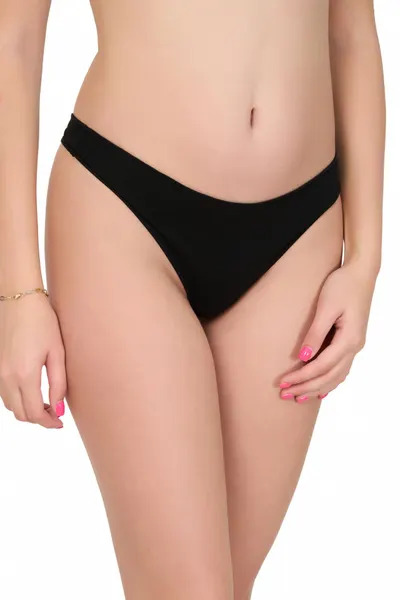 Chilot tanga din bumbac, fara tiv, Lemila (Culoare: Negru, Marime chilot: L)