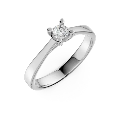 Inel de logodna din aur alb cu un diamant solitaire de 0.1ct