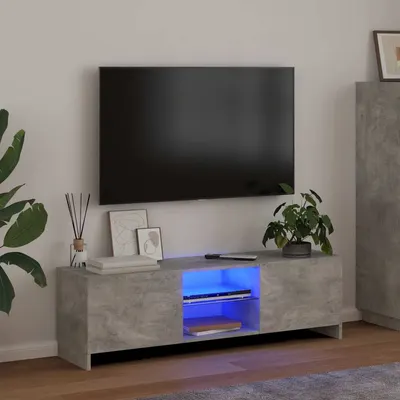 vidaXL Comodă TV cu lumini LED, gri beton, 120x30x36 cm