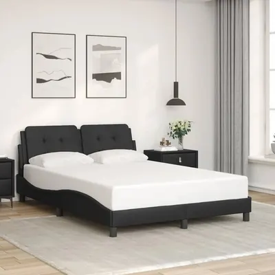 vidaXL Cadru de pat fără saltea, Zadar, negru, 140x200 cm, piele ecologică