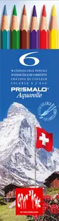 Creioane colorate pentru acuarelă Caran d'Ache Prismalo - 6 culori, cutie metalică