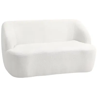 HOMCOM Canapea 2 Locuri, Design Curbat, Canapea cu Material Textil Moale, pentru Living, Dormitor, Birou la Domiciliu, Crem | Aosom Romania