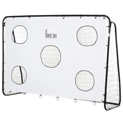 HOMCOM Poarta de Fotbal pentru Adulti Copii Plasa din PE, din Metal si Oxford, Alb si Negru, 240x88x171,5cm | Aosom Romania