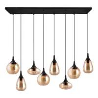 Lustră neagră/portocalie cu abajur din sticlă Lumina – Trio