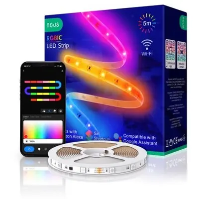 Banda LED RGBIC inteligenta Nous F4, Wi-Fi, sincronizare muzica, control vocal, 18W, lumina colorata, 5m 5907772033562