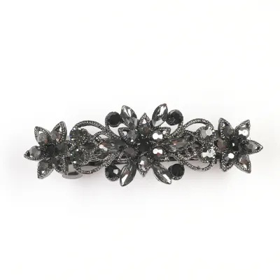 Clama de par eleganta cu pietre negre si design floral