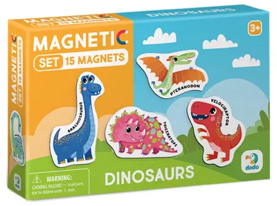 Joc magnetic Dodo - Dinozaurii, 15 piese