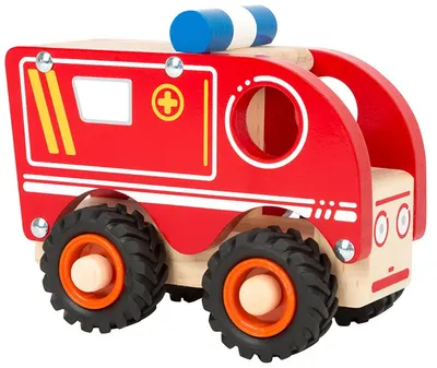 Jucarie de lemn Small Foot - Ambulanta, rosie