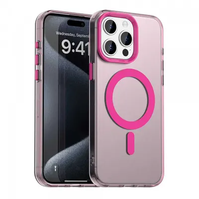 Husa MagSafe pentru Apple iPhone 15 Pro Max, Techsuit, CandyCase, Roz