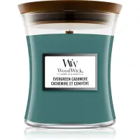 Woodwick Evergreen Cashmere lumânare parfumată cu fitil din lemn 275 g