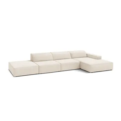 Colțar modular crem cu tapițerie din catifea (cu colț pe partea dreaptă/cu șezlong) Jodie – Micadoni