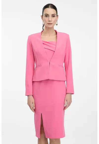Sacou cu buzunare cu refilet - Fucsia
