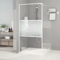 vidaXL Perete de duș walk-in, alb, 100x195 cm, sticlă ESG transparentă