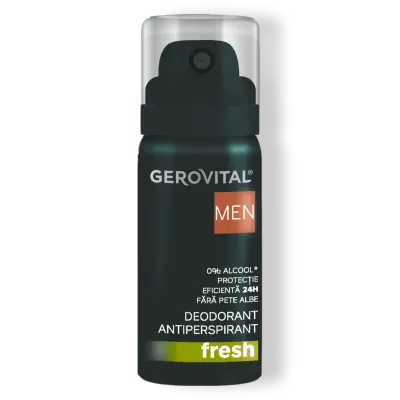 Deodorant Antiperspirant Fresh Protecție 48 H, Fără Alcool, Parfum Lemnos Acvatic Cu Note De Vetiver, Cedru și Mosc, Gerovital Men, 40 Ml