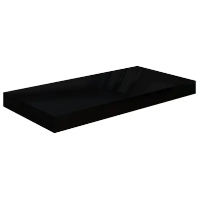 Gossi raft de perete suspendat, negru extralucios, 50x23x3,8 cm, mdf