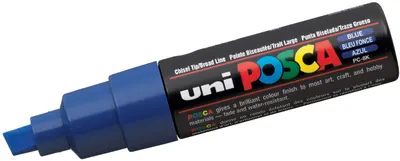 Marker permanent cu un varf tesit Uni Posca - PC-8K, 8 mm, albastru