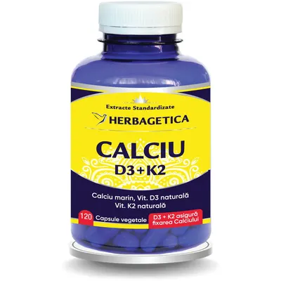 Calciu + D3 + K2 Mena Q7 Naturala 120Cps