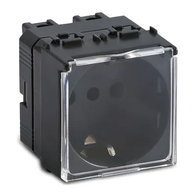 Priza schuko, P30 2P+T, 16A, IP40 cu capac, 2 module, gri