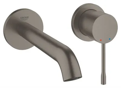 Baterie lavoar Grohe Essence 29192AL1, 1/2'', montare pe perete, monocomanda, 183 mm, cartus ceramic, necesita set fixare, mat, hard graphite
