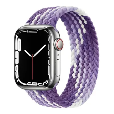 Curea Solo Loop, Compatibila cu Apple Watch, Elastica, Mov/Alb - 38/40/41 mm , Foarte mica Engros