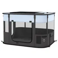 PawHut Țarc de Joacă pentru Animale de Companie, Gard pentru Câini cu 7 Ferestre, 3 Uși și 2 Pungi de Depozitare, 84x64x53 cm, Negru | Aosom Romania