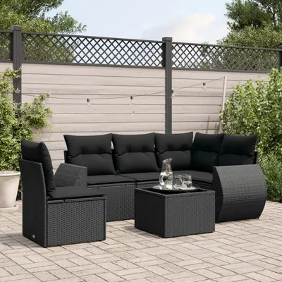 Gossi set mobilier de gradina cu perne, 6 piese, negru, poliratan
