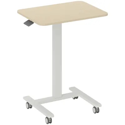Vinsetto Birou în picioare, masă pentru laptop, reglabil pe înălțime, 4 roți, 65 cm x 48 cm x 108 cm, Galben | Aosom Romania