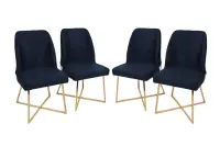 Set 4 scaune MADRID, auriu + albastru inchis, 50x49x90 cm
