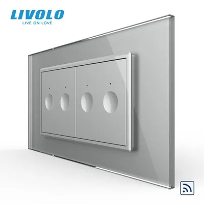 Intrerupator tactil dublu control telecomanda RF + Intrerupator tactil dublu control telecomanda RF, 4M, cu rama sticla Gri