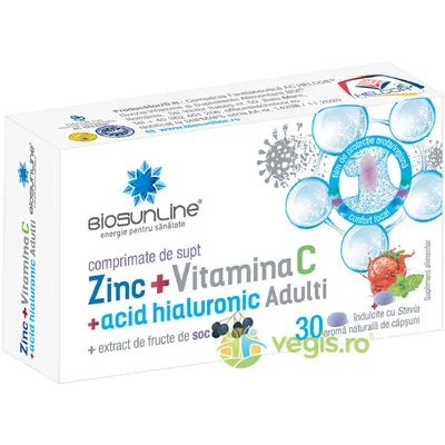 Zinc + Vitamina C si Acid Hialuronic pentru Adulti 30cpr