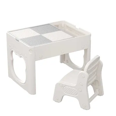 Masă pentru copii Feelkids - cu constructor și 2 scaune, 100 piese