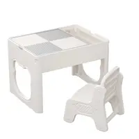 Masă pentru copii Feelkids - cu constructor și 2 scaune, 100 piese