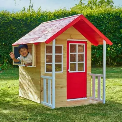 Casuta de gradina TP TOYS, Poppy Cottage, lemn, rosu/maro/alb