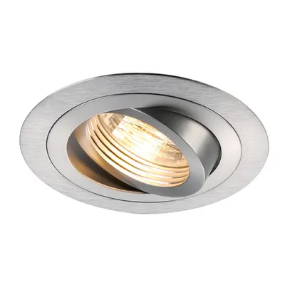 Spot incastrat, NEW TRIA 78 Ceiling lights GU10, aluminium single-headed, QPAR51, round, brushed aluminium, max. 50W, incl. clip springs