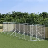 Gossi padoc de exterior pentru caini argintiu 2x14x2m otel galvanizat