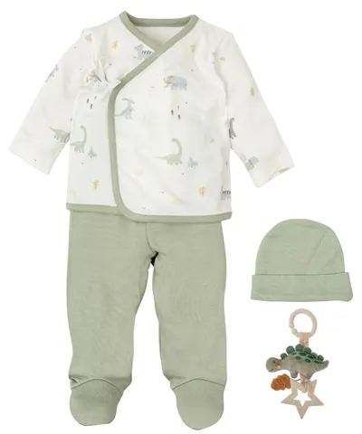 Set pentru ieșirea din spital Bimbidreams - Trex, 4 piese, 0-3 luni, White/Green