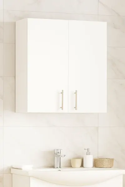 Dulap baie suspendat VERONA, front MDF, 2 usi, alb, 70x21.5x68 cm