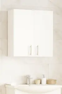 Dulap baie suspendat VERONA, front MDF, 2 usi, alb, 70x21.5x68 cm