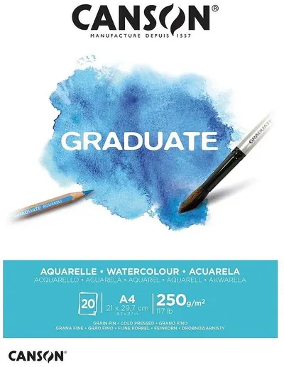 Sketchbook Canson Graduate - Aquarelle, A4, 20 foi