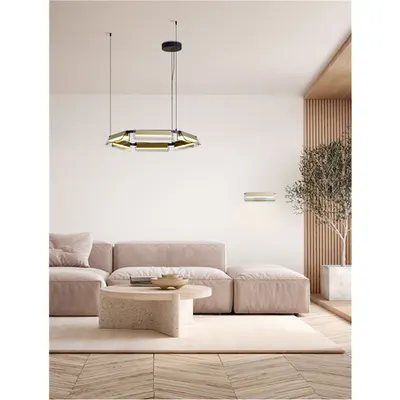 Lampa suspendata APNEA Triac Dimabil Nisipiu Negru & Auriu Metal Gri Sticla LED 39 Wat 220-240 Volt 4822Lm 3000K IP20