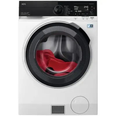 Masina de spalat rufe cu uscator AEG SERIA 9000 Ecoline LWR98165NXE, Spalare 10 kg, Uscare 6 kg, 1600 rpm, Clasa B, Wi-Fi, Pompa de Caldura, AbsoluteCare, SensiDry, ProSense, ProSteam, Motor Inverter, Display TFT (Alb)